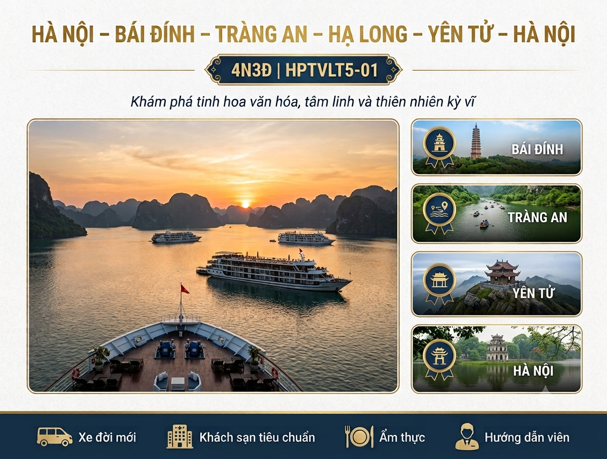 HÀ NỘI - BÁI ĐÍNH - TRÀNG AN –HẠ LONG - YÊN TỬ - HÀ NỘI - 4N3D - HPTVLT5-01