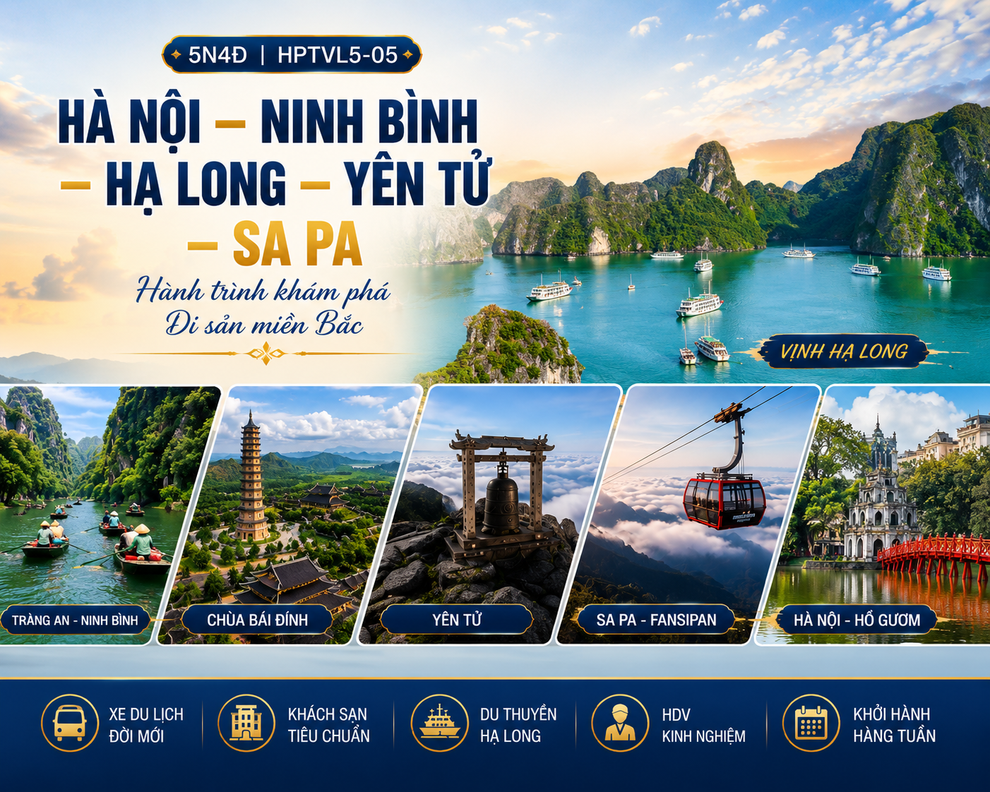 HÀ NỘI - NINH BÌNH - HẠ LONG - YÊN TỬ - SA PA - 5N4D - HPTVL5-05